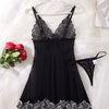 Short Sexy Deep V Women's Nightgown Embroidered Dress Fashions Pajamas Free Thong Night Sleepwear Suspender Baby Doll Lingerie