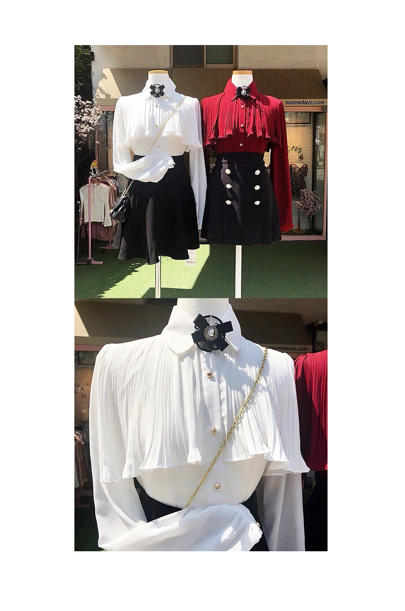 Korea Chic Tops Blusas Japan Style Elegant Hot Cute Preppy Girls Work Button White Shirts Retro Flhjlwoc Fashion Women Blouses