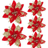 5pcs 14.5cm Glitter Artifical Christmas Flowers Mreey Christmas Tree Decoration Happy New Year Ornaments Xmas Fake Flowers natal