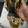 2024 Luxury Rhinestone Pointed Sandals Prom Super High Heel Sandals Slim Heel Dress Show Sandals Oversized 34-43 Women's Shoes