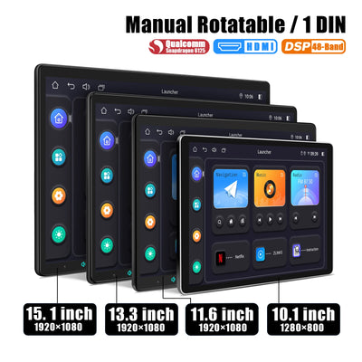 JOYING 10.1" 11.6" 13.3" 15.1"Android Car Radio Stereo Multimedia Player Head Unit Built In Carplay With Manual Rotatable Screen