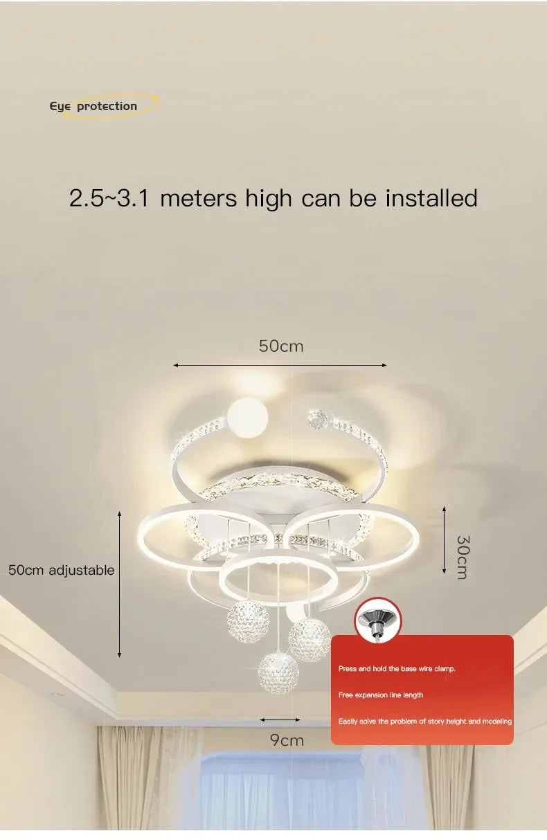 Modern Minimalist LED Ceiling Light Personalized Creative Ring Living Room Lights Gold Atmosphere Bedroom Study Chandelier