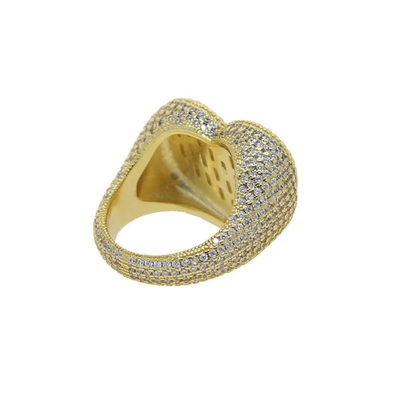Full Micro Paved CZ Hollow Heart Ring High Quality Iced Out Bling Cubic Zirconia For Women Girlfriend Valentines Finger Jewelry