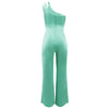 Summer New Vintage Chic Women's Fashion Sexy Sleeveless Single Shoulder Sling High Waist Commuter High Waist Straight Jumpsuit