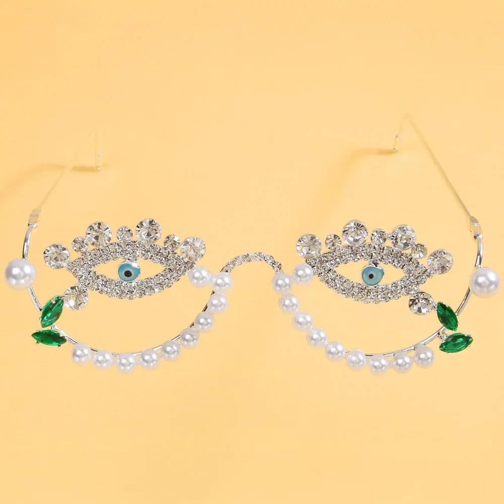 Stonefans Simple Rhinestone Cat Eye Glasses Frames Jewelry for Women Statement Spectacle Eye Decoration No Lens Eyewear Gift