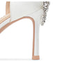 Baotou Hollow High Heel Women's Sandals Pointed Tip Thin Heel One-word Button Rhinestone Wedding Shoes Bridal Shoes