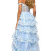 Amanda Elegant Off Shoulder Multilayer Prom Dress Customized Side High Split Lace Vestidos De Fiesta Princess Shiny فساتين سهرة