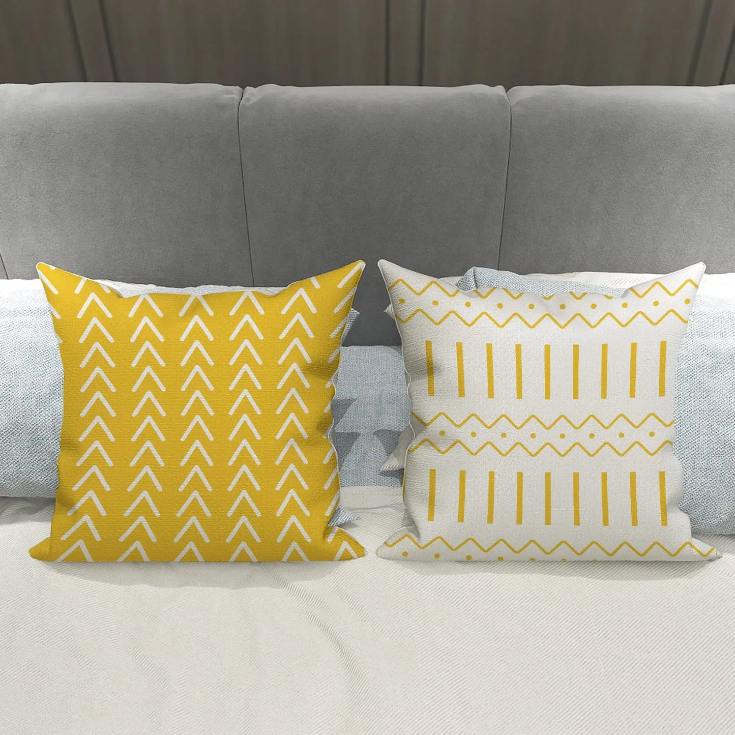 Pillow Covers 18x18 Set of 4, Modern Sofa Throw Pillow Cover, Decorative Home Outdoor Linen Fabric Geometric Pillow CaseArtistic