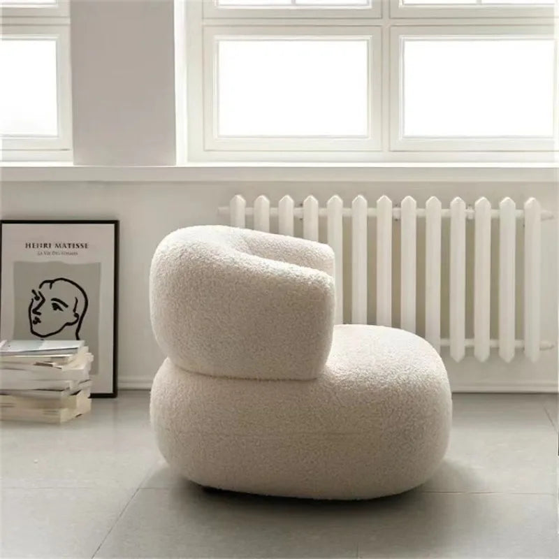 Small unit living room balcony leisure small sofa lamb wool single sofa ins style lazy sofa chair