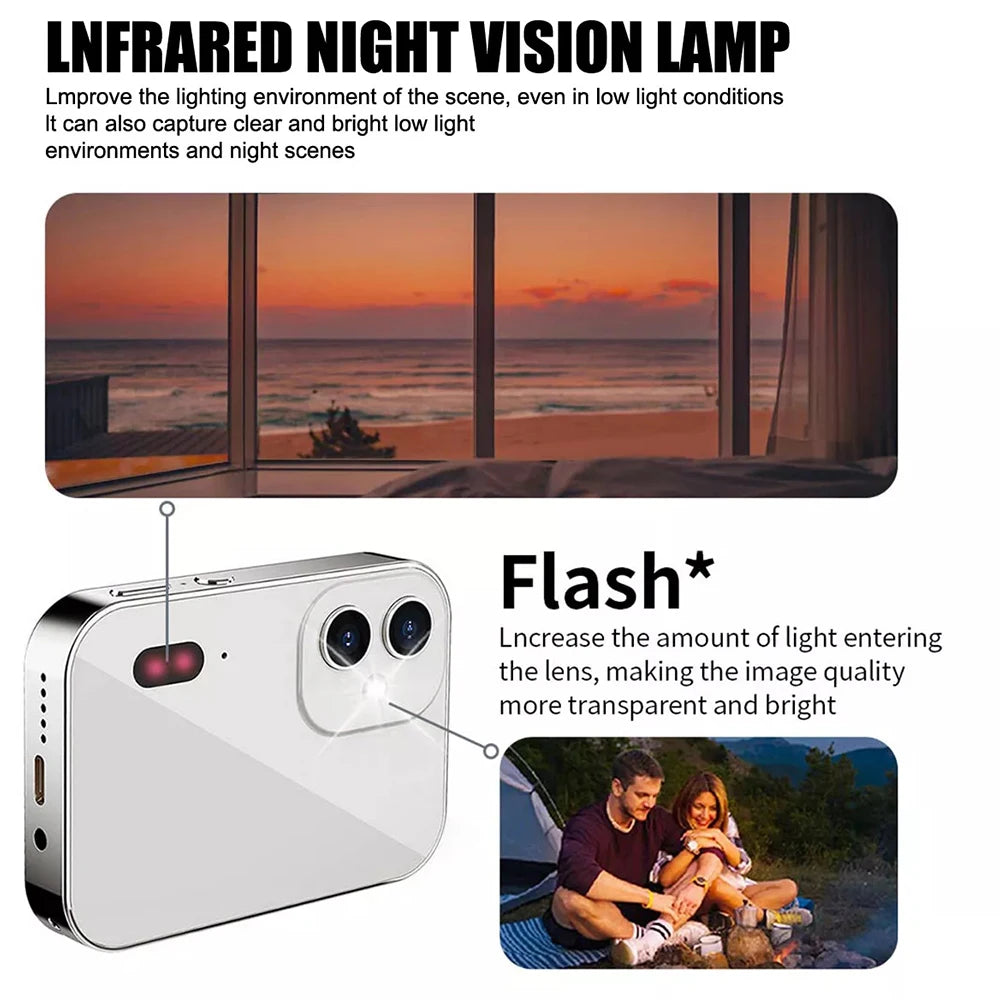 64GB D6 Digital Camera 4K HD Camera Recorder Music Player Touch Control Screen Vlogging Camera Night Vision 64MP Camcorder