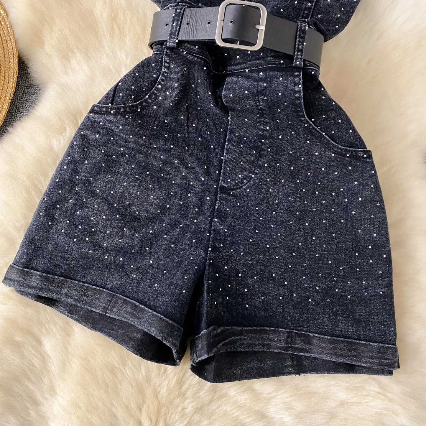 Women Denim one pieces Summer Playsuit Fashion Hot Drill High Waist Slim Sleeveless Strapless Sashes Outfits