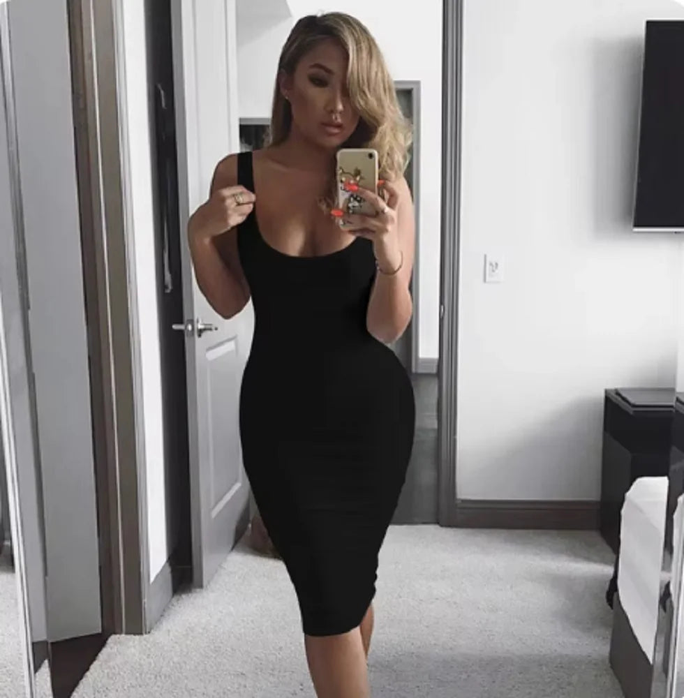 Summer Sexy Tank Top Dress European and American Plus Size Women's Sleeveless midi Dress