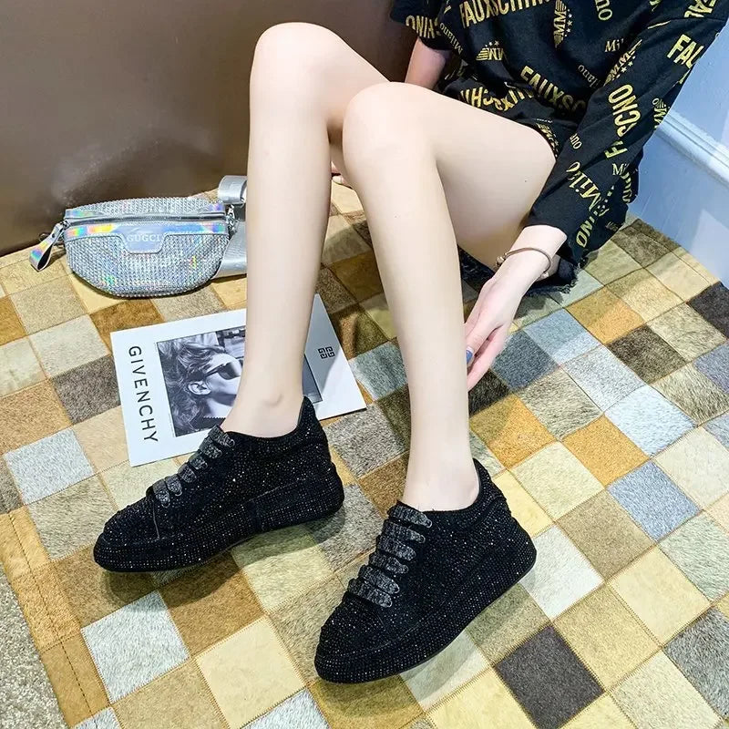 Brand Women's Sneakers Luxury Rhinestones Women Causal Shoes Designer Platform Sport Shoes Fashion Comfort Women Shoes Plus Size