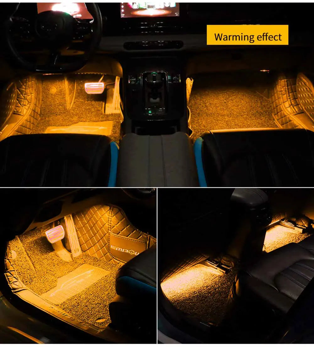 Neon LED Car Interior Ambient Foot Strip Light Accessories Back light Remote App Music Control Auto Decorative Atmosphere Lamp