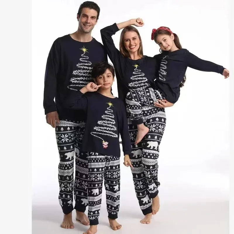 Christmas Family Matching Pajamas Set 2025 Mom Dad Kids Elk Print 2Pcs Clothes Baby Romper Family Look Soft Sleepwear Xmas Gift
