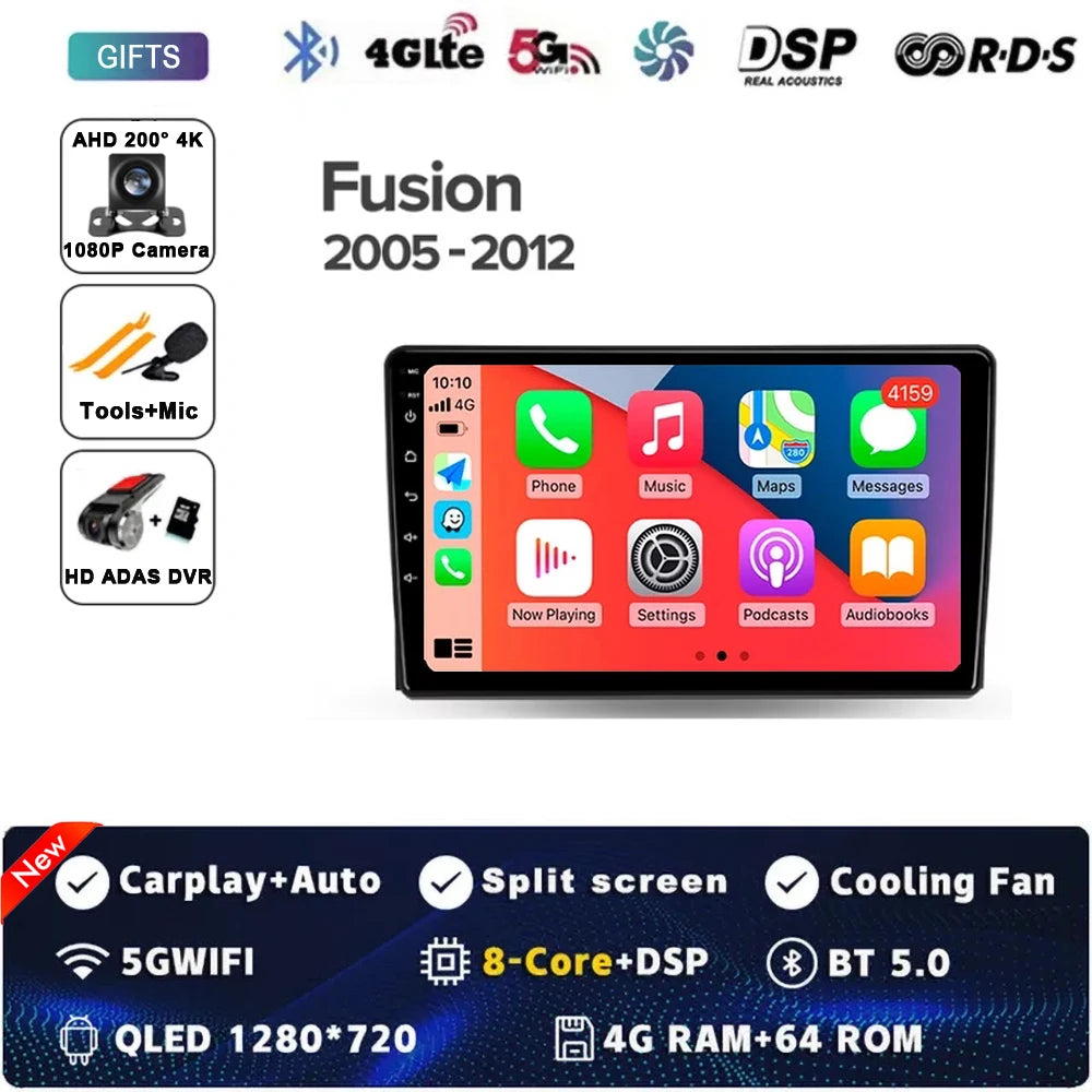 For Ford Fusion 1 2005 - 2012 Android 14 Carplay Auto Car Radio Multimedia Video Player Navigation GPS  No 2Din 2 Din DVD DSP 4G