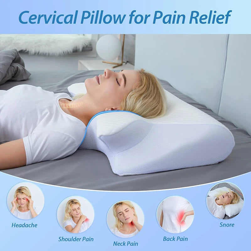1 Stück Memory Foam Nackenstützkissen, 2-in-1 Ergonomisches Konturkissen für Nackenschmerzen, Konturierte Stützkissen, Nackenkissen