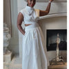 Summer Dresses 2024 Mock Neck Sleeveless Cutout White Maxi Dresses A-Line Elegant Pockets Casual Party Hollow Out Long Dress