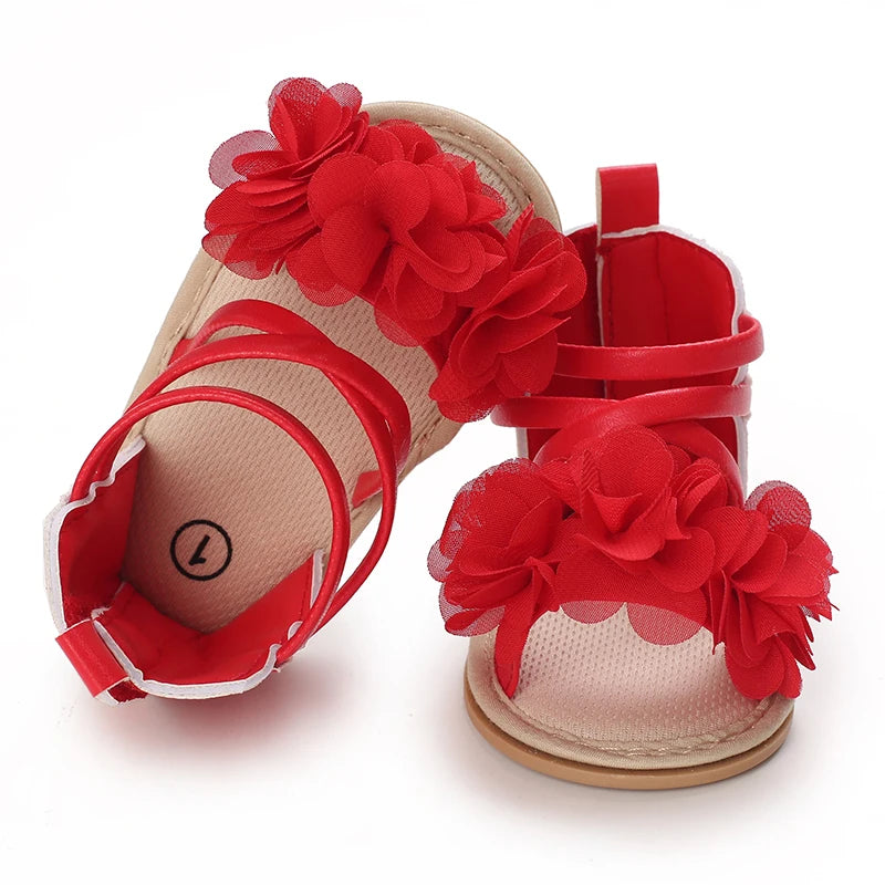 Summer Cool Baby Girl Sandals Fashion Newborn Sandal Idyllic Flower Soft Anti-slip Toddler Rubber Sole Comfortable Shoes