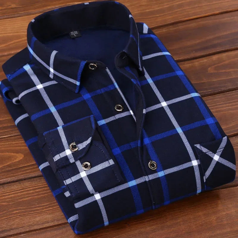 High Quality Men's Clothing 2024 Men Long Sleeve Thick Warm Shirt Tops Fashion Men Print Handsome Versatile Shirts Formal Shirts