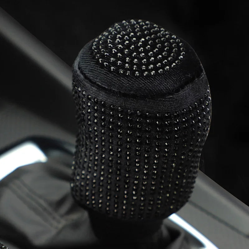 Car Supplies Flash Diamond Encrusted Plush Leather Cloth Art Breathable Handbrake Set File Handle Set GM Interior Supplies