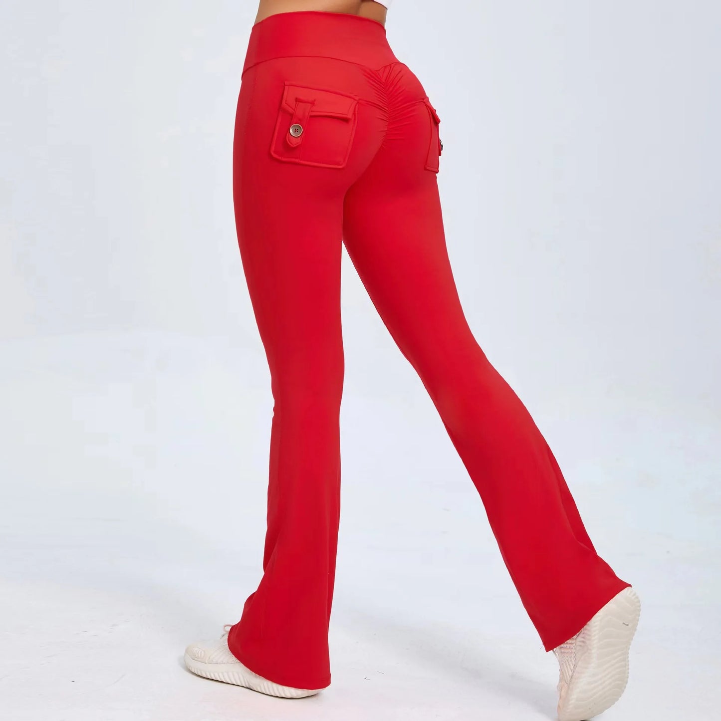 Women Flare Pocket Leggings High Waist Sport Yoga Pants Quick Dry Breathable Leggings Outfit Fitness Gym Clothes Sportwear Pant