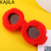 Cat Eye Sunglasses Women Punk Soft Fur Velvet Ladies Sun Glasses 2024 Luxury Brand Trendy Shades Eyewear Oculos De Sol Feminino