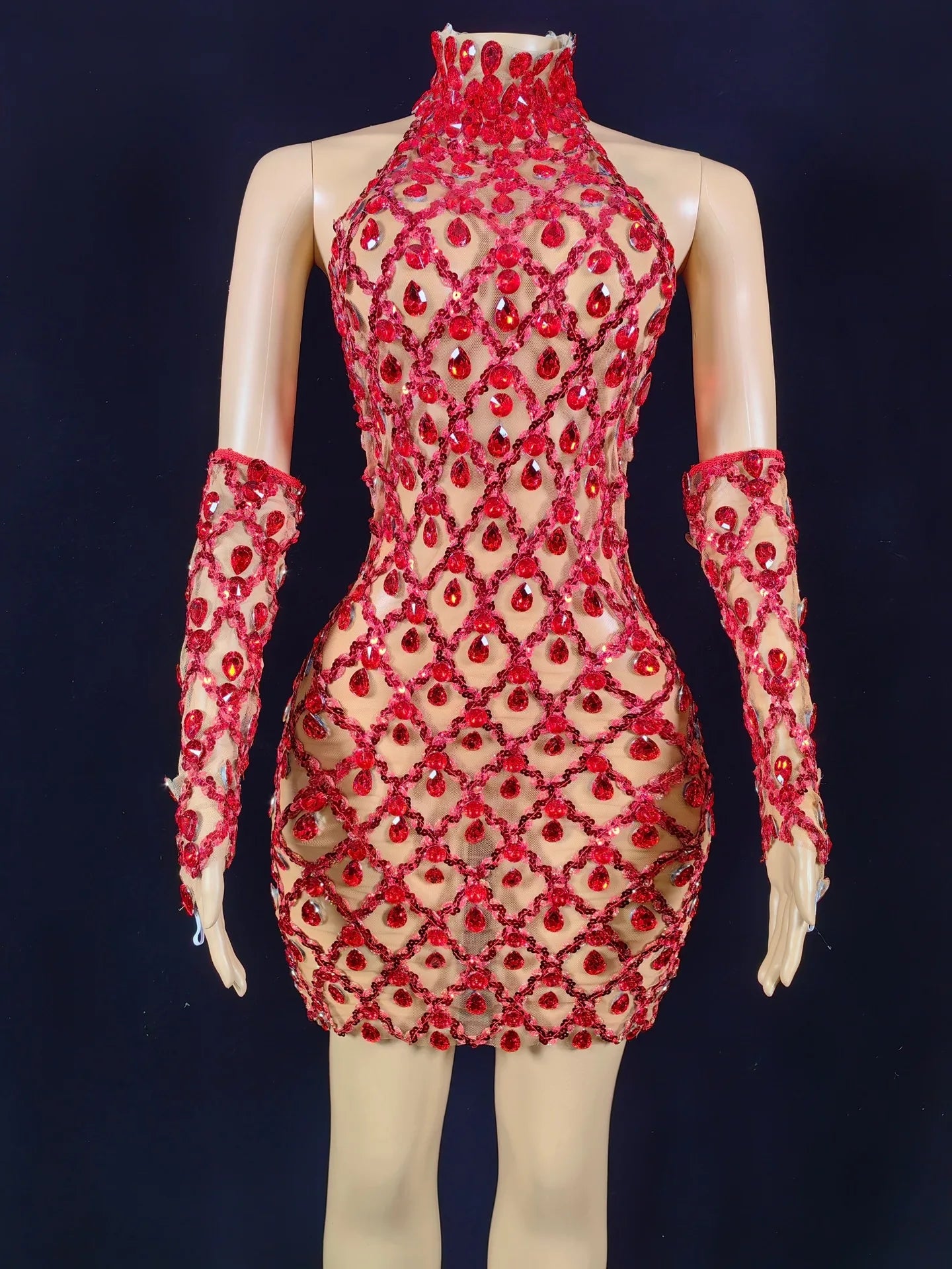 High Quality Sparkling Rainestone Sexy Bodycon Mini Dress Birthday Celebrate Evening Party Dress