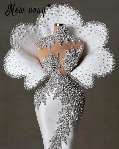 New White Heavy Luxury Evening Dress 2024 Hochzeitskleid With 3D Leaf Design Ladies Dresses For Special Occasions Customized