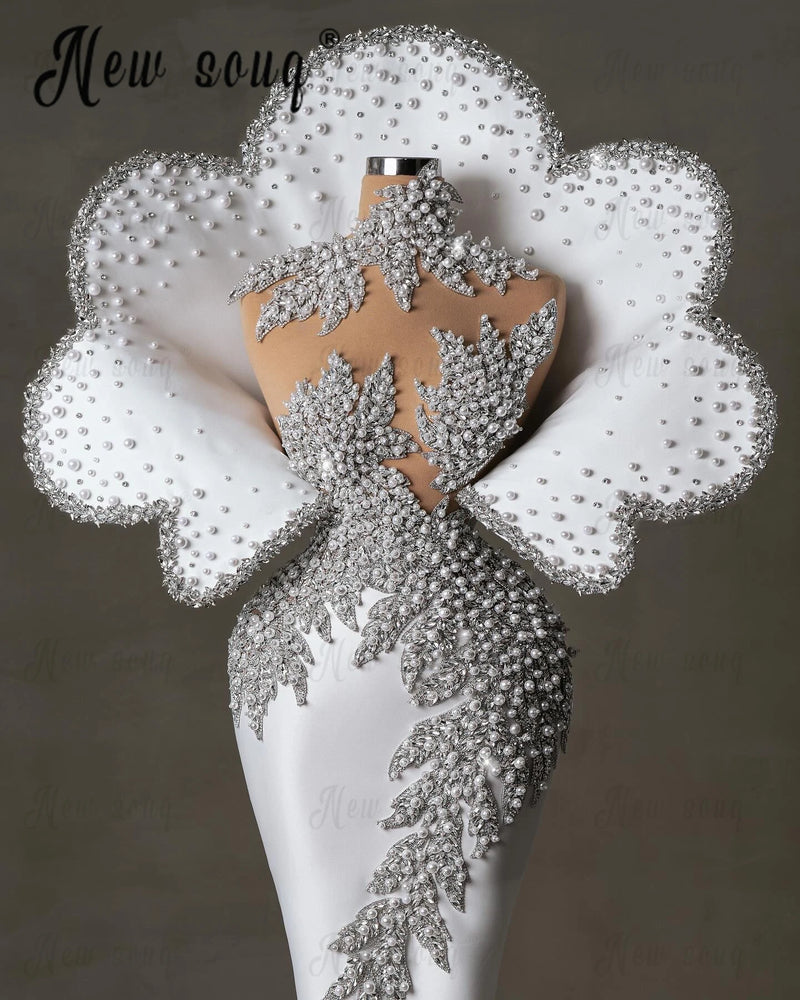 New White Heavy Luxury Evening Dress 2024 Hochzeitskleid With 3D Leaf Design Ladies Dresses For Special Occasions Customized