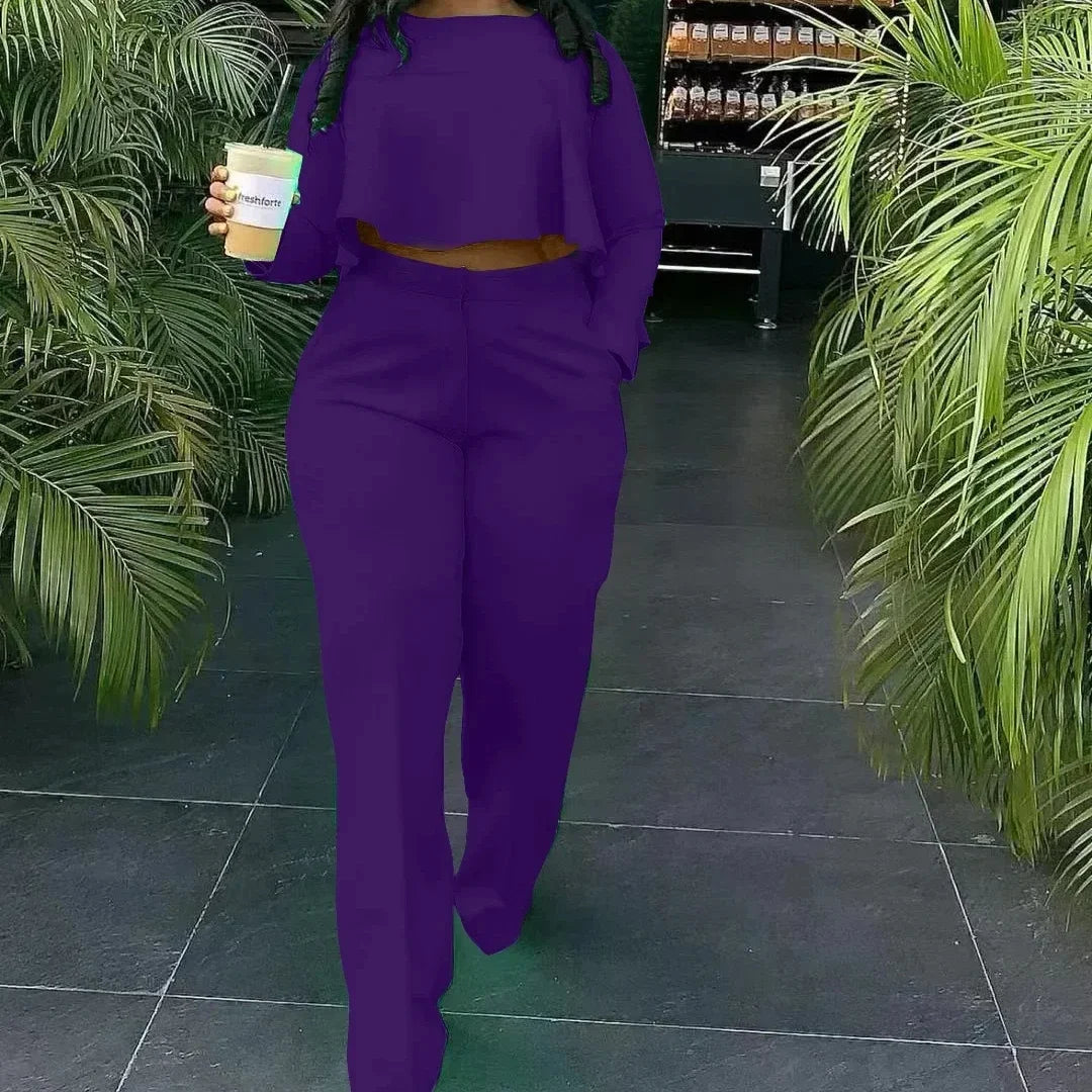 Two Piece Set Women Tracksuit Set Dashiki African Spring Summer Work Elegant Long Sleeve Top Pants Set Party Suit Matching Sets