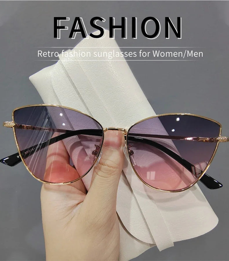2024 Sexy Classic Vintage Cat Eye Sunglasses Woman Vintage Sun Glasses Female Ladies Cat Eye Sunglass 2024 Metal Frame Glasses