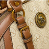 Khaki Retro Leather Women's Handbag Fashion Geometric Floral Girls Shoulder Bag Hundred Splicing Color Collision Girls Crossbody