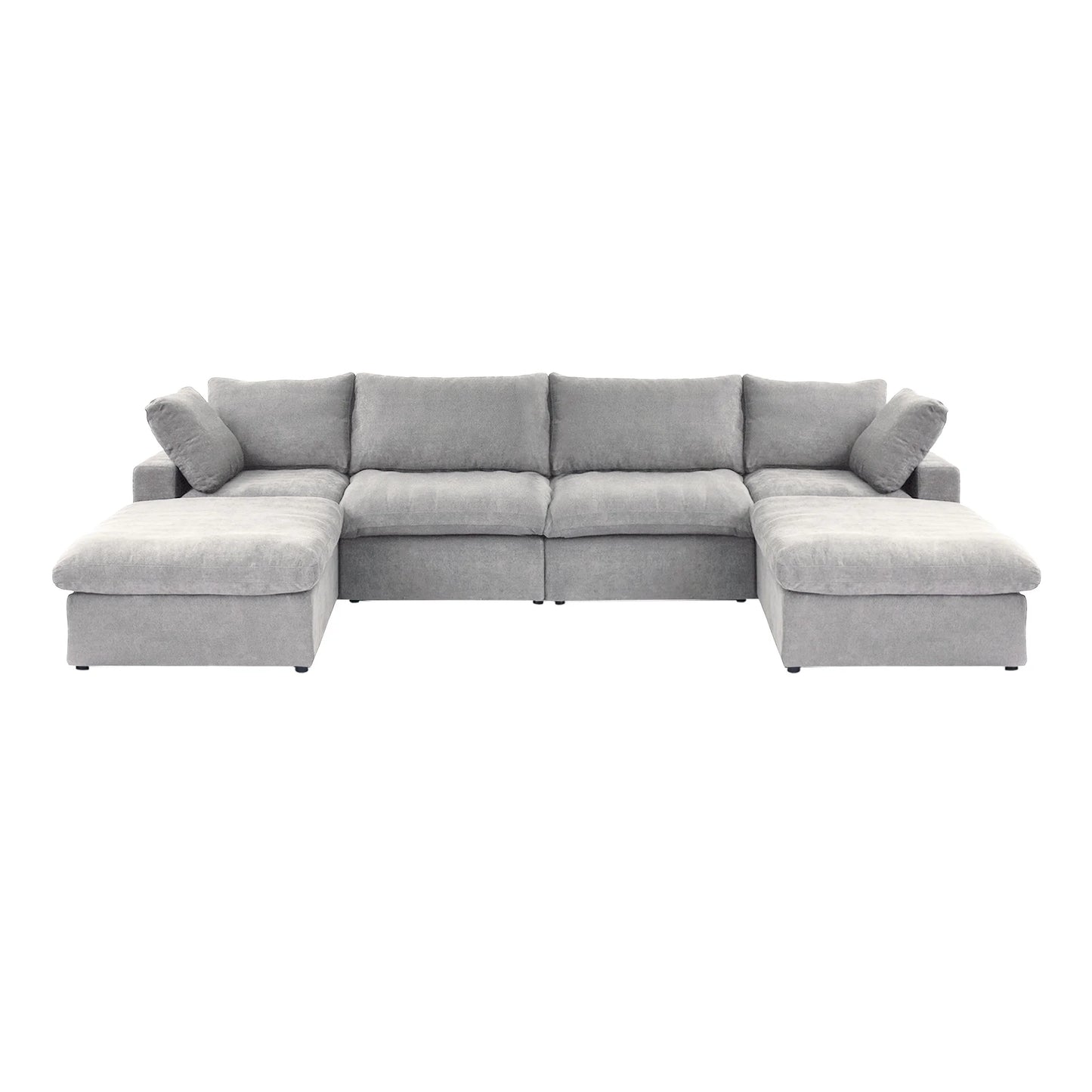 Cloud Modular Sectional Sofa with 2 Storage Ottomans 160.6" Down Filled Comfort U Shaped Sofa Minimalist Wide Deep Seat Couch
