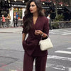 Elegant Blazers Women Office Wear Burgundy Long Blazer 2025 New Spring Casual Loose Suit Jackets Long Sleeve Business Outerwear