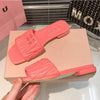 Designer Women's high quality flat leather non-slip slippers Summer triangle printed slippers Comfortable casual beach sandals