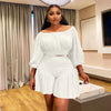 CM.YAYA Plus Size Women's Set Long Sleeve Slash Neck T-Shirt and Shorts 2025 Summer Ruched Two 2 Piece Set Outfits Tracksuit