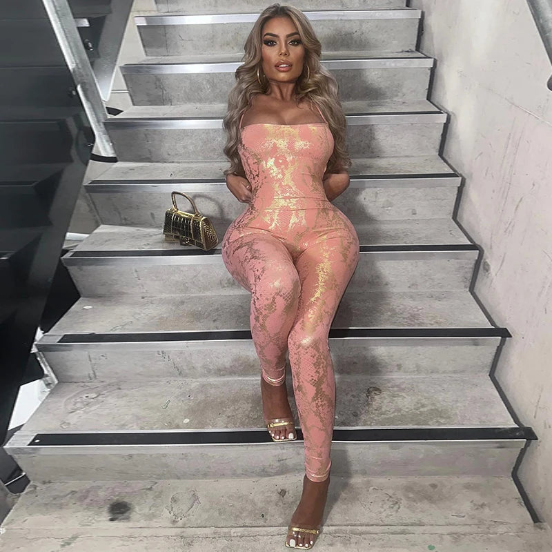 Dulzura Jumpsuit Backless Cross Straps Sexy Shinning Vocation 2024 Spring Summer For Women'S Clothing Party Clubwear