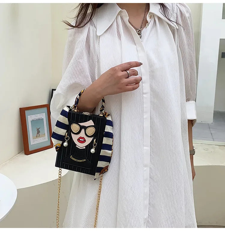 Evening Bags for Women 2024 New Fashionable Leather Shoulder Bag Woman Hard High Quality Hip Hop Party Luxury Designer Handbag