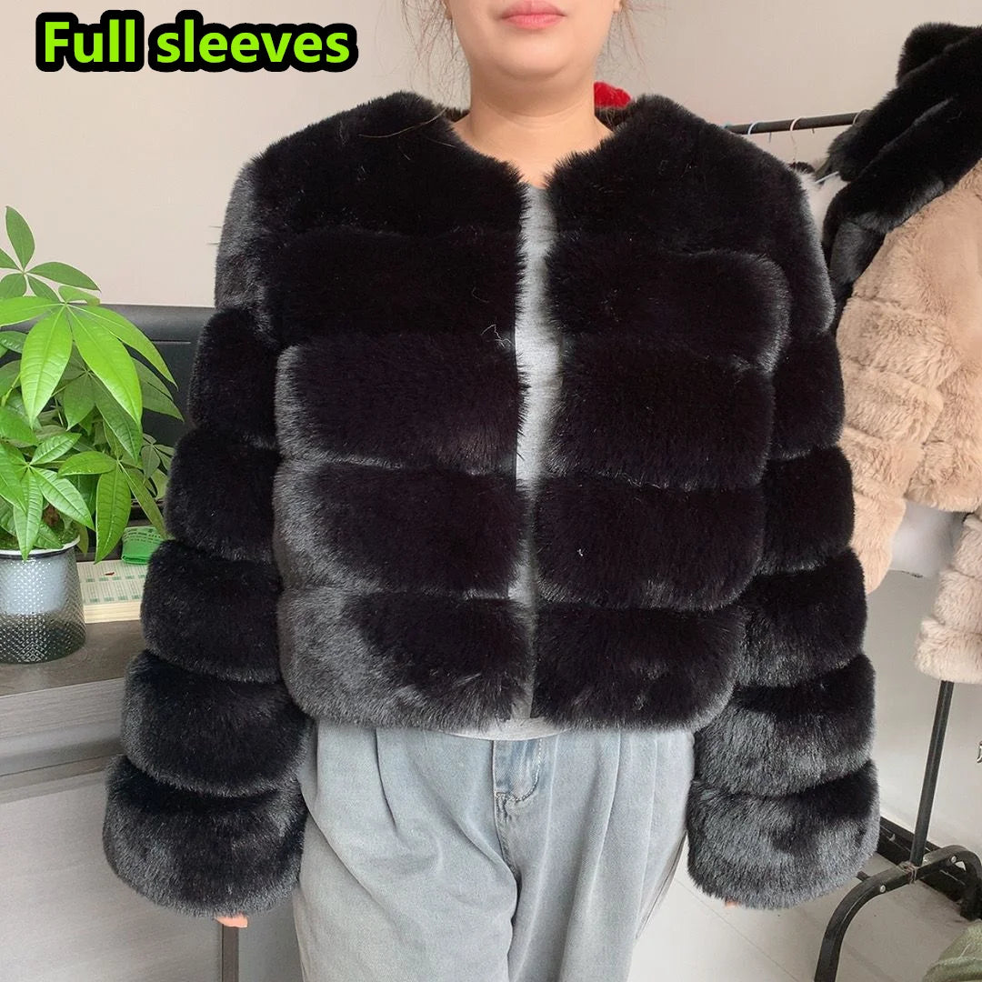 Damenmode Kunstpelzmantel superheiß Herbst Winter Damen kurze Kunstfuchsjacke flauschig hohe Qualität 7XL Damen Pelzmäntel