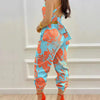 New Summer Fashion Printed Sleeveless Jumpsuit Sexy Hollow Backless Lace Up Long Jumpsuits Elegant Casual Jumpsuit With Pocket