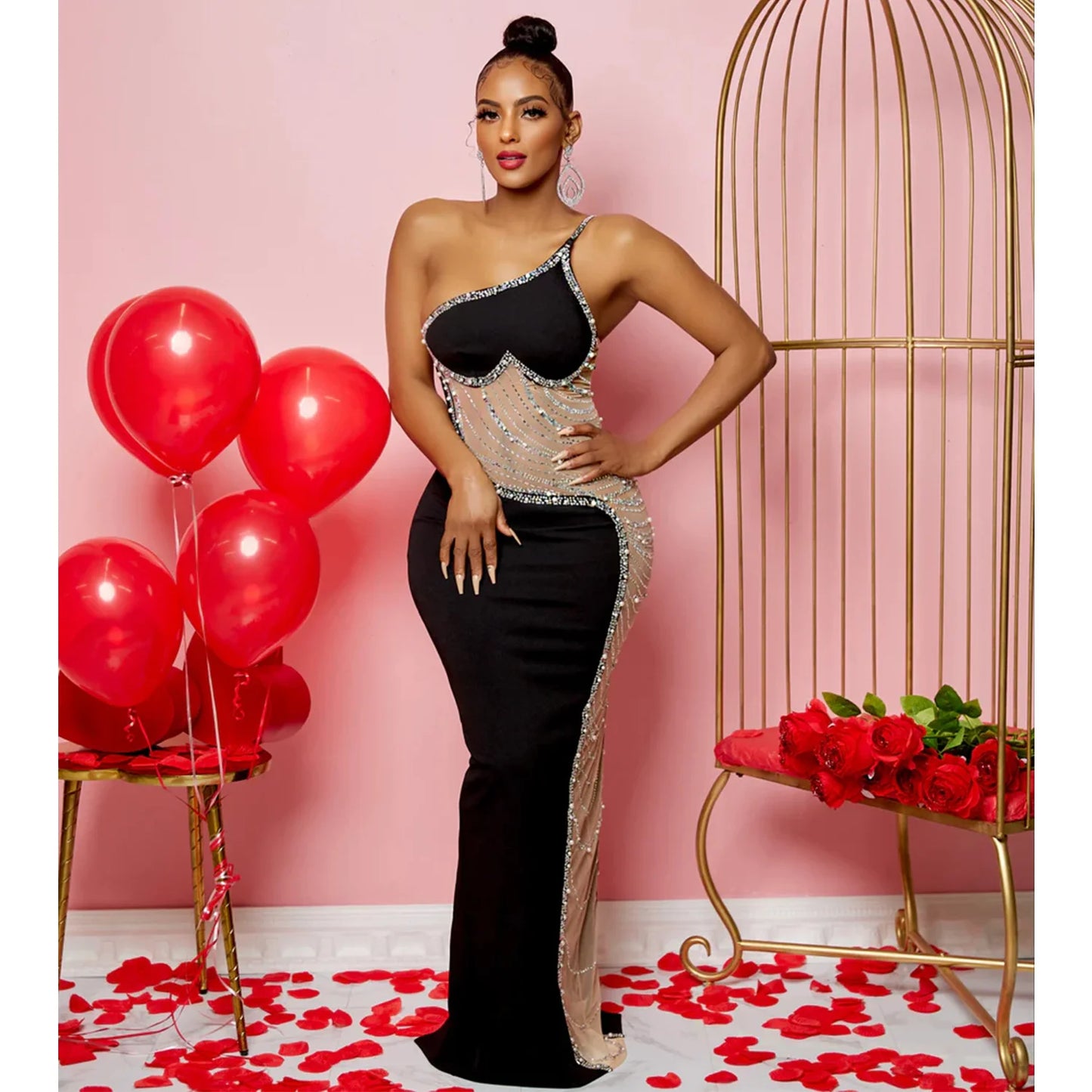 Sexy Summer Women Clothing Mesh Transparent Strap Long Dress One-piece Chic Style Mid-waist Length