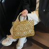 MOODS Handmade Woven Design Round Handle Handbags For Women Eco-friendly Craft Paper Hollow-out Luxury Designer Top-handle Bags
