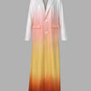 Beautyblue Gradient Outerwear Long Blazer for Women 2025 New Fashion Buttoned Pockets Chic Notched Collar Elegant Woolen Coats