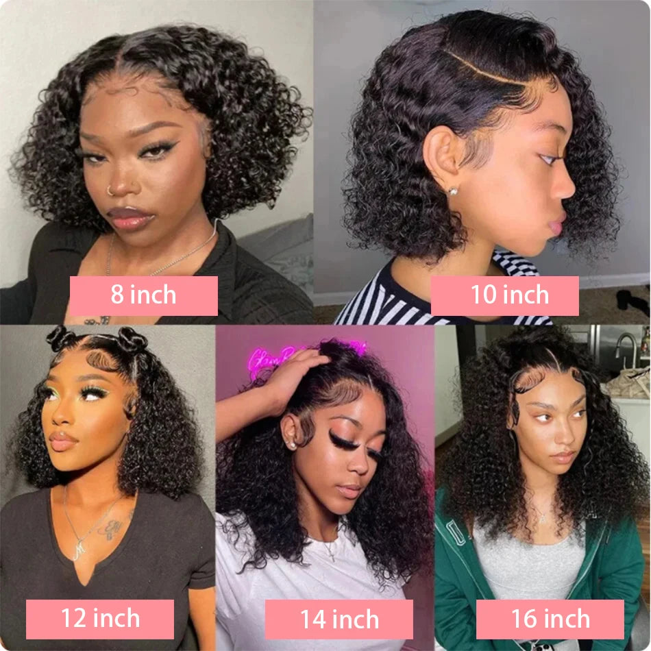 Brazilian Deep Water Wave Bob Wig 13x4 Lace Frontal Wig 100% Human Hair Short Curly 4x4 Closure Wig Preplucked Remy Hair 14 Inch