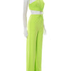 Beyprern Women's Open Back Cutout Jumpsuits With Snake Tirm Sexy Rompers Summer Lace-Back Bandage Wide Legs Jumpsuits Overalls