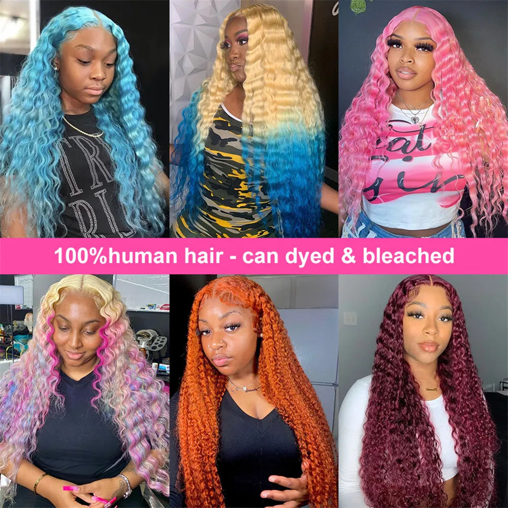 30 Inch 13x6 Transparent HD 613 Honey Blonde Deep Wave Lace Frontal Wigs Brazilian 13x4 Curly Colored Lace Front Human Hair Wigs