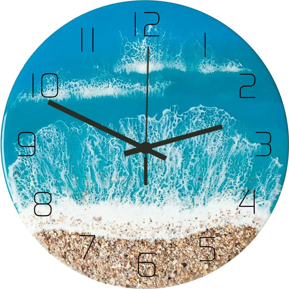Funny Frog Acrylic Wall Clock Beach Starfish Record Marble Cat Retro Wall Decoration Clocks for Living Room Bedroom Office Home
