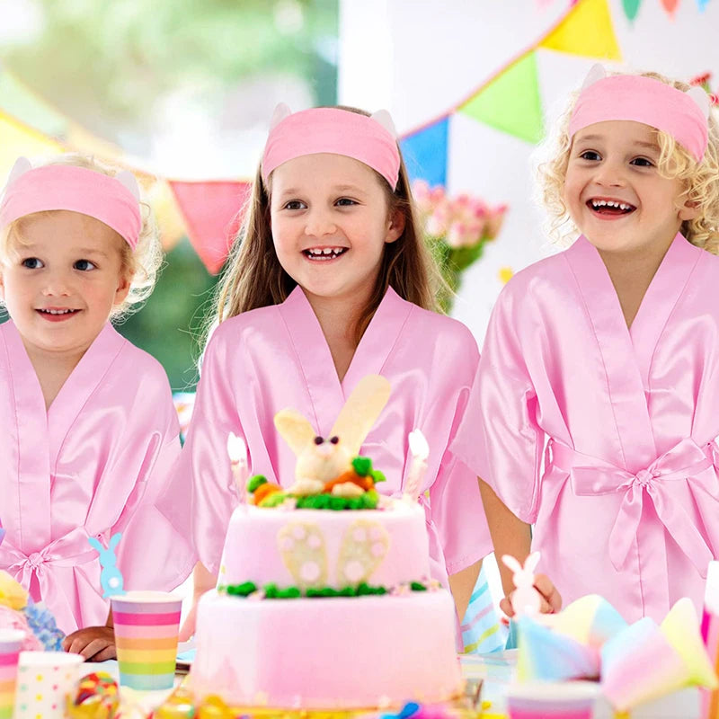 10/12/15/18 Sets Spa Party Favors Robe for Girls Kids Birthday Kimono Robe Satin Robe for Slumber Party DIY Birthday Squad Robes