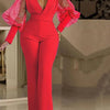 Ladies Elegant Office Jumpsuit Romper For Women 2023 High Waist Wedding Overalls Sequins Bodycon Long Sleeve Party Jumpsuit Club